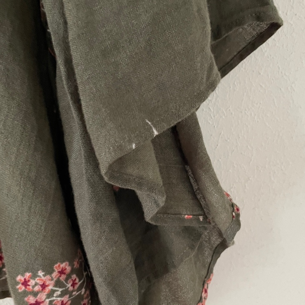 Universal Thread Linen Blend Wrap Top Open Front Onesize Cover Up Coastal Green - Picture 9 of 15